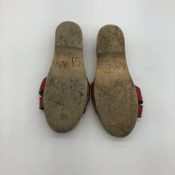 Vietnamese Wooden Sandals Hand Crafted Decorative Shoes 7x3.5x1.5