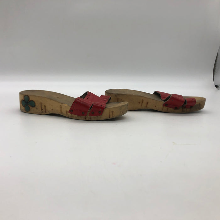 Vietnamese Wooden Sandals Hand Crafted Decorative Shoes 7x3.5x1.5