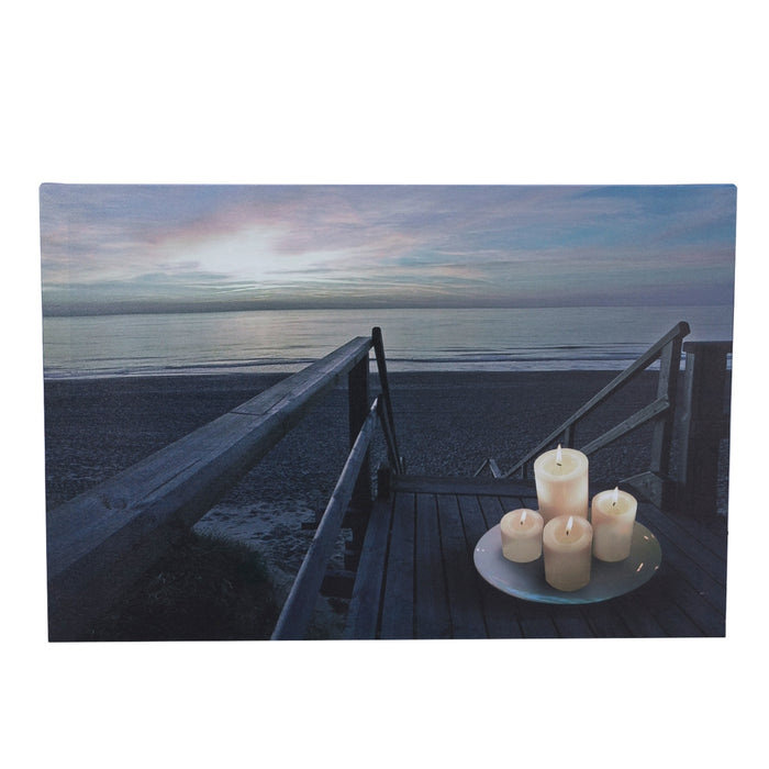 Wall Art -  Beach Access Canvas with 4 LED Lights