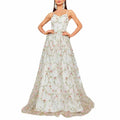 White Floral Bridesmaid Dress Spaghetti Strap Wedding Gown Homecoming Dress