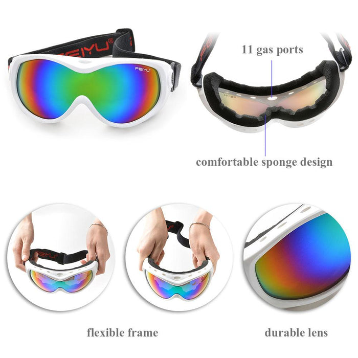 White For Kid Boy Girl Ski Goggles Double Anti Fog Lenses Sun Glasses Eyewear Winter