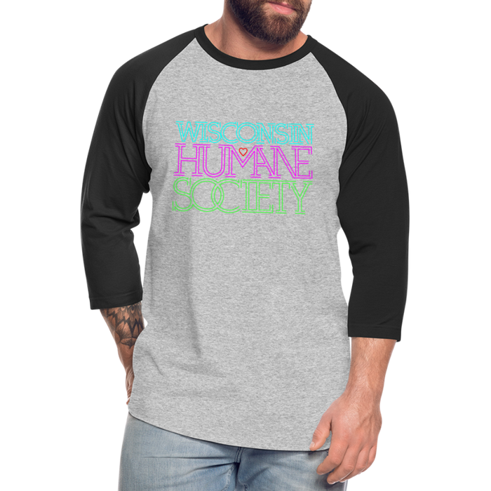 WHS 1987 Neon Logo Baseball T-Shirt - heather gray/black