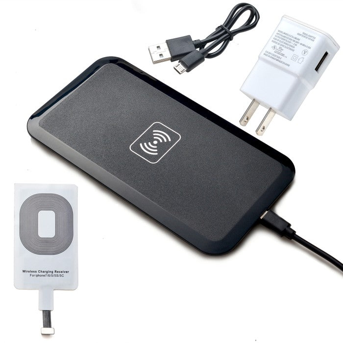 Wireless Charger Charging Pad + Receiver Kit + Adapter For iPhone & Samsung