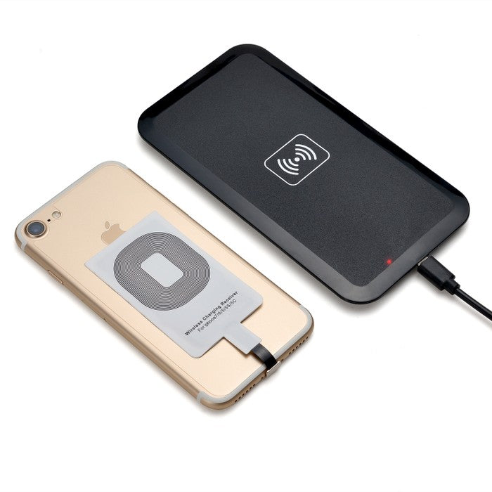 Wireless Charger Charging Pad + Receiver Kit + Adapter For iPhone & Samsung