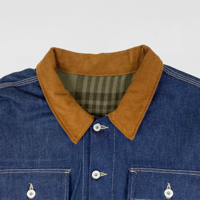 Yeezy Season 6 Flannel Lined Corduroy Denim Sample Jacket In Blue