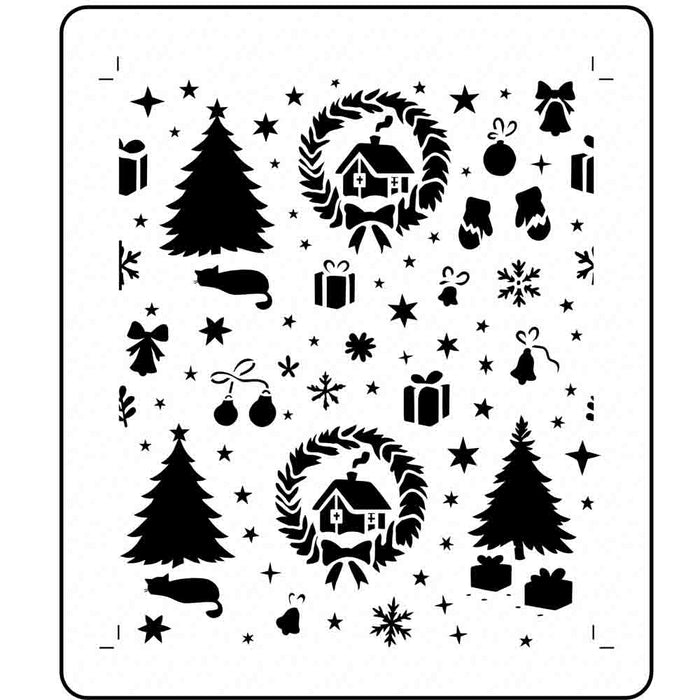 JRV Yule Tide Wallpaper Stencil - 11.5" x 13.5" 15 Mil Mylar