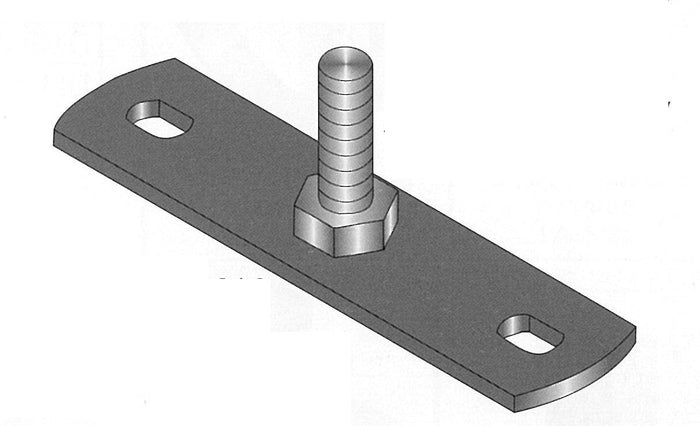 Zinc plated mounting plate M10 x 30 set screw by Airenergy Dev, showing the metal plate with a threaded set screw