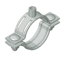 Metal pipe clamp on a white background