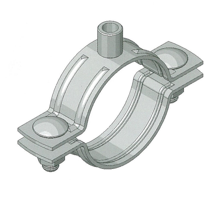 Metal pipe clamp on a white background