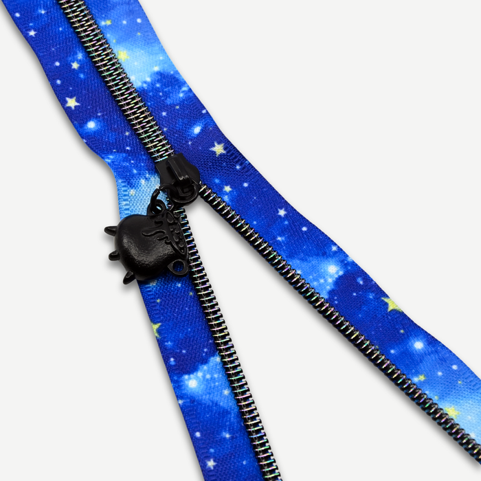 Zipper Tape || Starry Night Tape, Rainbow Obsidian Nylon Coil - #5 Continuous Cut